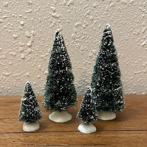 Department 56 Snowy Green Holiday Trees - Sisal Trees set of 4 - Vintage
